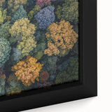 Close-up of a framed landscape canvas showcasing vibrant African-inspired artwork, highlighting intricate details and rich colors, perfect for home decor.