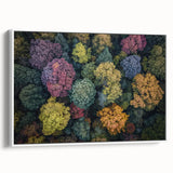 Framed landscape canvas art featuring a serene nature scene with vibrant colors, displayed from a side view against a white background. Perfect for home decor.