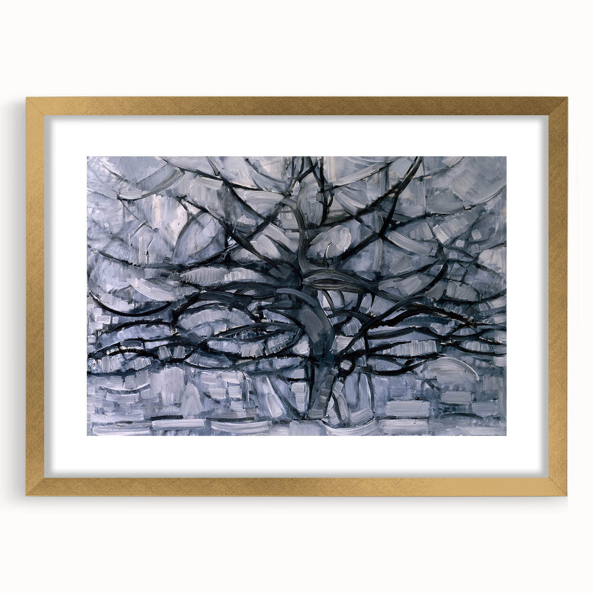 Piet Mondrian's Gray Tree - Minimalist Contemporary Wall Art Print