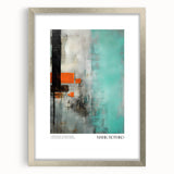 Textured abstract art print in red and burgundy, framed in silver, suitable for bedroom art.