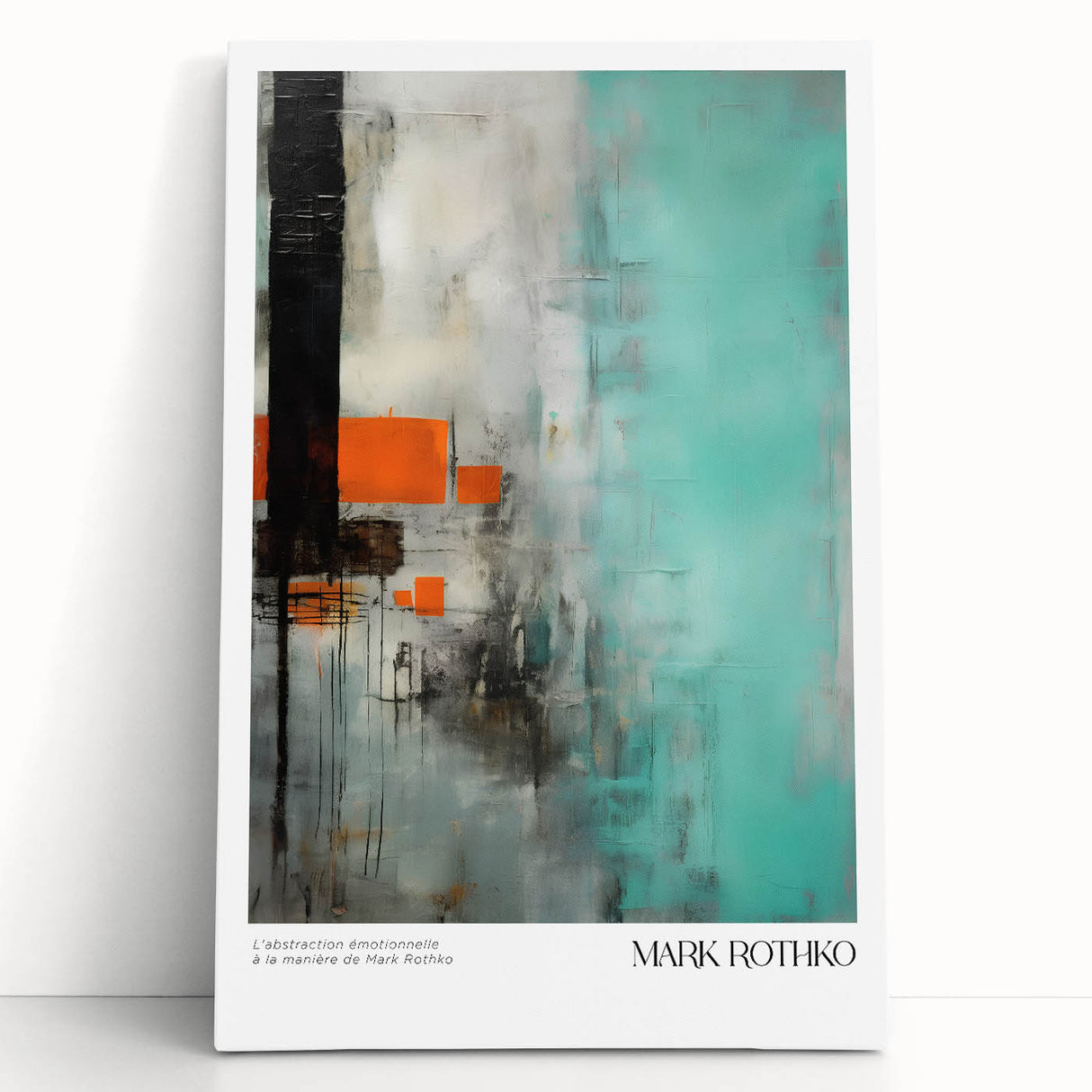 Large black and white abstract canvas art in a Rothko-inspired style, ideal for kitchen or bedroom wall decor.