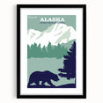 Alaska Retro Travel Poster Art | Vintage Mountain Bear Print