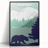 Alaska Retro Travel Poster Art | Vintage Mountain Bear Print