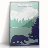 Alaska Retro Travel Poster Art | Vintage Mountain Bear Print
