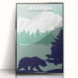 Alaska Retro Travel Poster Art | Vintage Mountain Bear Print