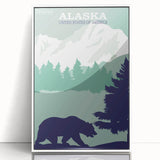 Alaska Retro Travel Poster Art | Vintage Mountain Bear Print