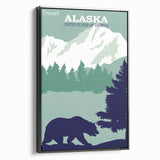 Alaska Retro Travel Poster Art | Vintage Mountain Bear Print
