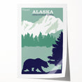 Alaska Retro Travel Poster Art | Vintage Mountain Bear Print