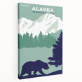 Alaska Retro Travel Poster Art | Vintage Mountain Bear Print