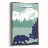 Alaska Retro Travel Poster Art | Vintage Mountain Bear Print