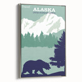 Alaska Retro Travel Poster Art | Vintage Mountain Bear Print