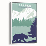 Alaska Retro Travel Poster Art | Vintage Mountain Bear Print