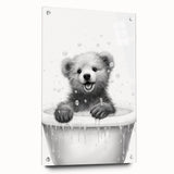 Bathroom Art Prints - Playful Bear in Bathtub