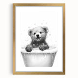 Bathroom Art Prints - Playful Bear in Bathtub