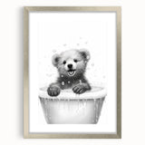 Bathroom Art Prints - Playful Bear in Bathtub