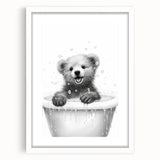 Bathroom Art Prints - Playful Bear in Bathtub