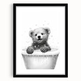 Bathroom Art Prints - Playful Bear in Bathtub