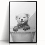 Bathroom Art Prints - Playful Bear in Bathtub