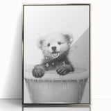Bathroom Art Prints - Playful Bear in Bathtub