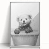 Bathroom Art Prints - Playful Bear in Bathtub