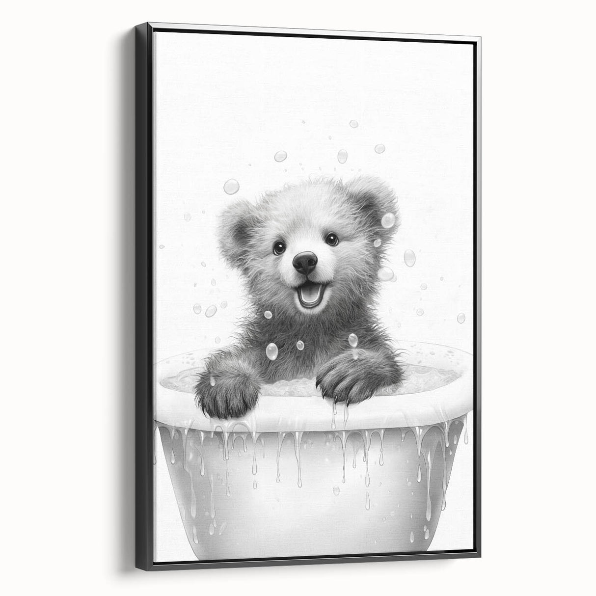 Bathroom Art Prints - Playful Bear in Bathtub