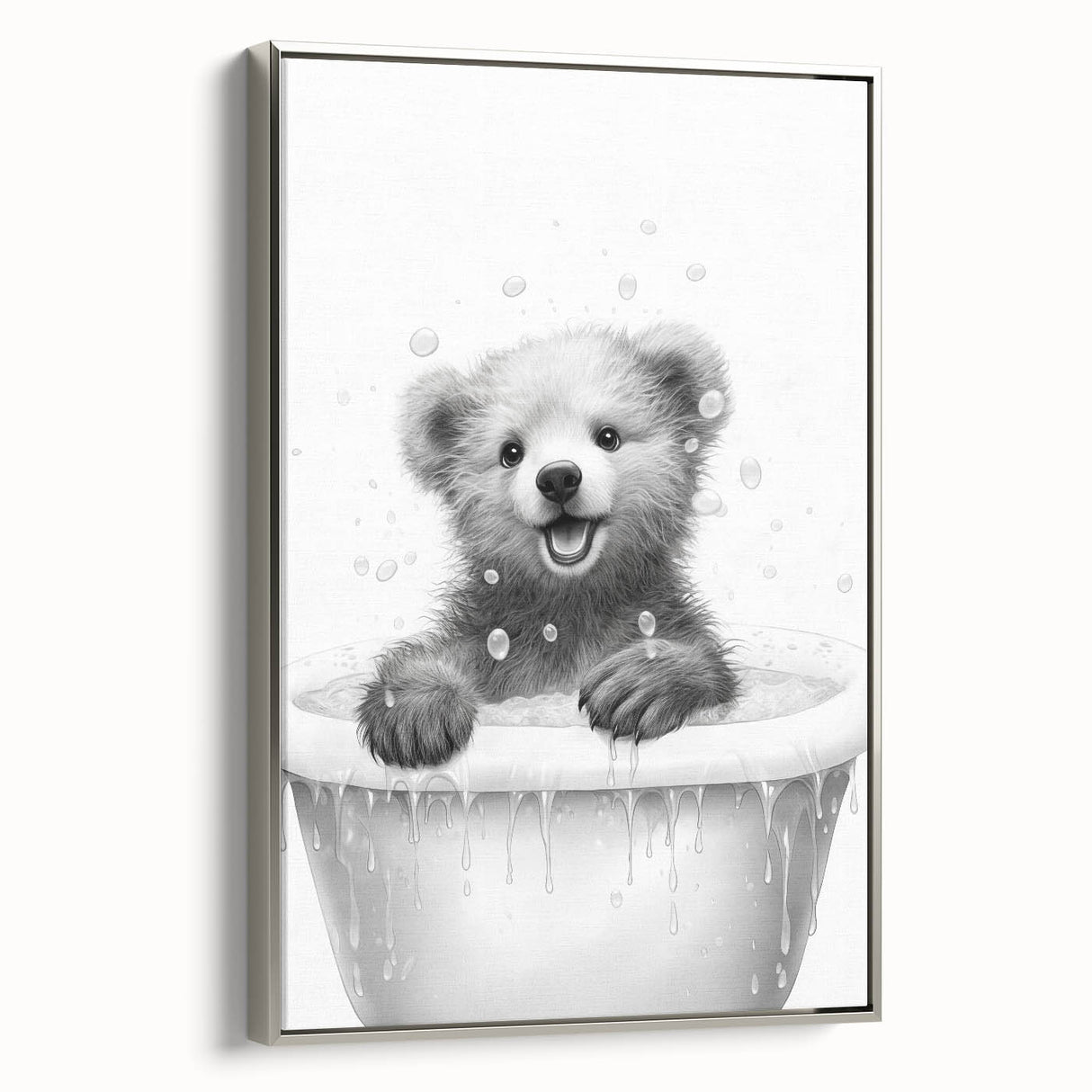 Bathroom Art Prints - Playful Bear in Bathtub