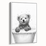 Bathroom Art Prints - Playful Bear in Bathtub