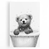 Bathroom Art Prints - Playful Bear in Bathtub