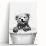 Bathroom Art Prints - Playful Bear in Bathtub