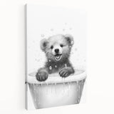 Bathroom Art Prints - Playful Bear in Bathtub