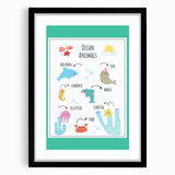 Ocean Animals Kids Educational Wall Art – Learning Poster
