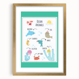Ocean Animals Kids Educational Wall Art – Learning Poster
