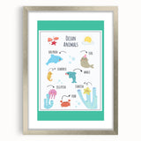 Ocean Animals Kids Educational Wall Art – Learning Poster