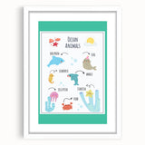 Ocean Animals Kids Educational Wall Art – Learning Poster