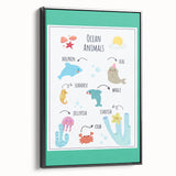 Ocean Animals Kids Educational Wall Art – Learning Poster