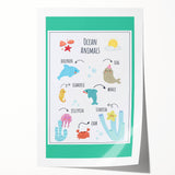 Ocean Animals Kids Educational Wall Art – Learning Poster
