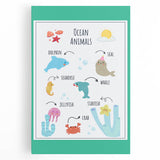 Ocean Animals Kids Educational Wall Art – Learning Poster