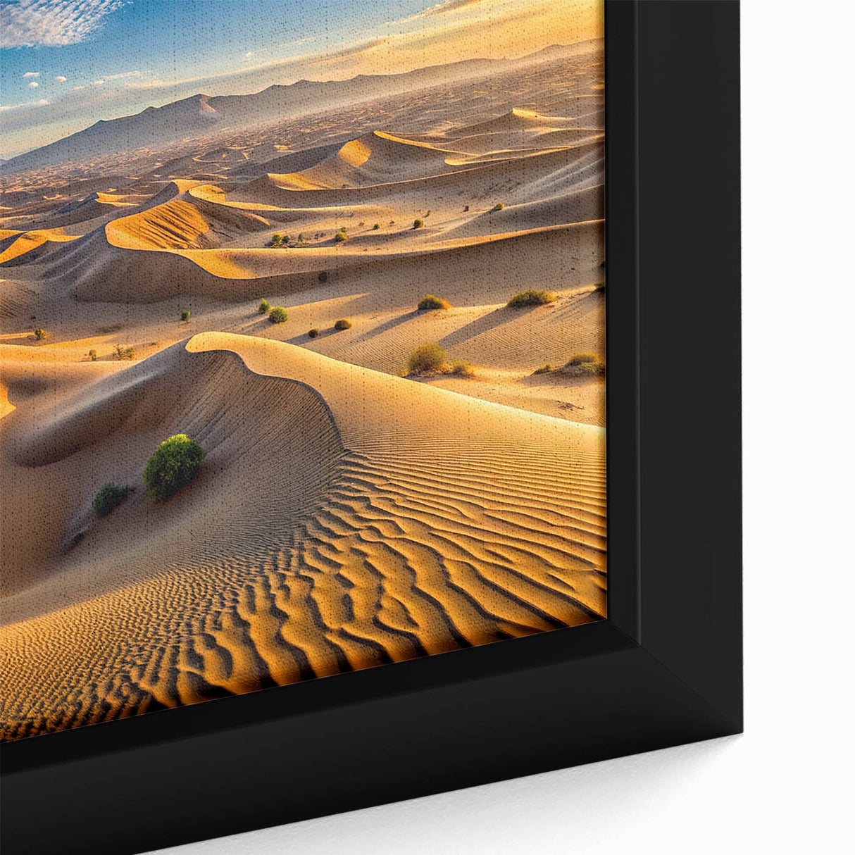 Extra large framed canvas featuring a textured, colorful abstract of the Algerian landscape, ideal for living room decor.