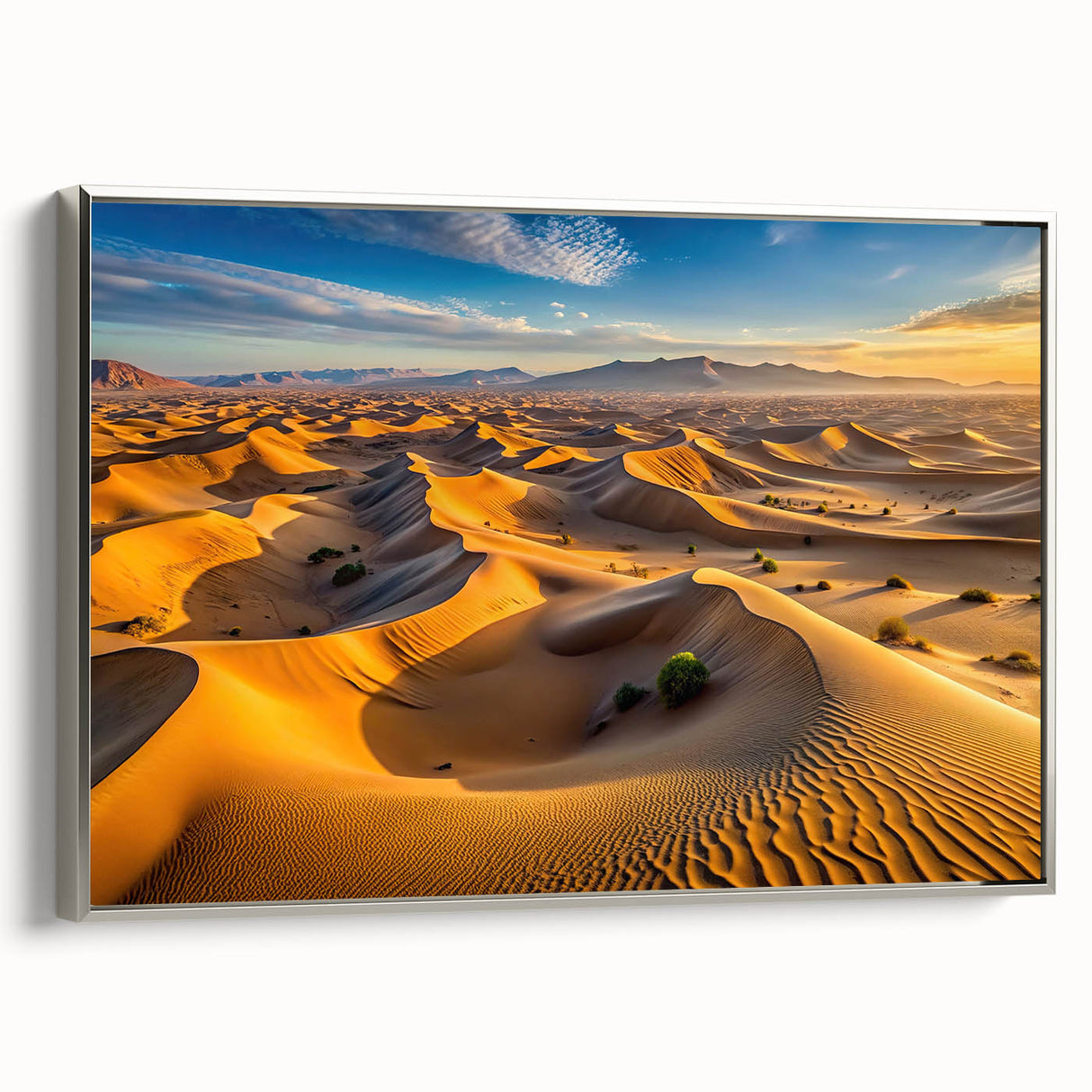 Vintage poster art of Algerian scenery on a framed canvas, featuring vibrant colorful art with black accents.