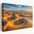 Side view of a stretched canvas featuring an Algerian landscape in earth tones, ideal for kitchen wall art.