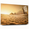 Acrylic print of large abstract depiction of Egyptian scenery in earthy tones, suitable for bedroom or dining room decor.