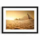 Colorful abstract art print of an Egyptian landscape in vibrant hues on a large textured canvas, ideal for living room decor.