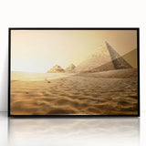 Framed acrylic print of large abstract wall art depicting the Egyptian landscape in muted earth tones.