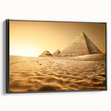 Black and white framed canvas depicting an Egyptian landscape, ideal for bedroom wall décor.