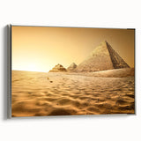 Vintage poster art of Egyptian scenery on framed canvas, using colorful art palette, ideal for living room.