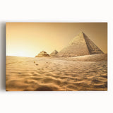 Black and white stretched canvas depicting a large Egyptian landscape, ideal for kitchen wall art.