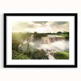 Extra large abstract art print depicting a colorful, textured Ethiopian landscape on a framed canvas.