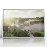 Large art print of an Ethiopian landscape in muted earth tones on a white framed acrylic, suitable for modern art wall decor.