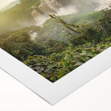 Art deco poster of Ethiopian scenery in vibrant earth tones on rolled canvas, suitable for dining room wall art.