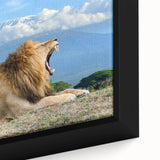 Framed canvas depicting a textured, colorful African scenery with mainly black tones, ideal for living room decor.